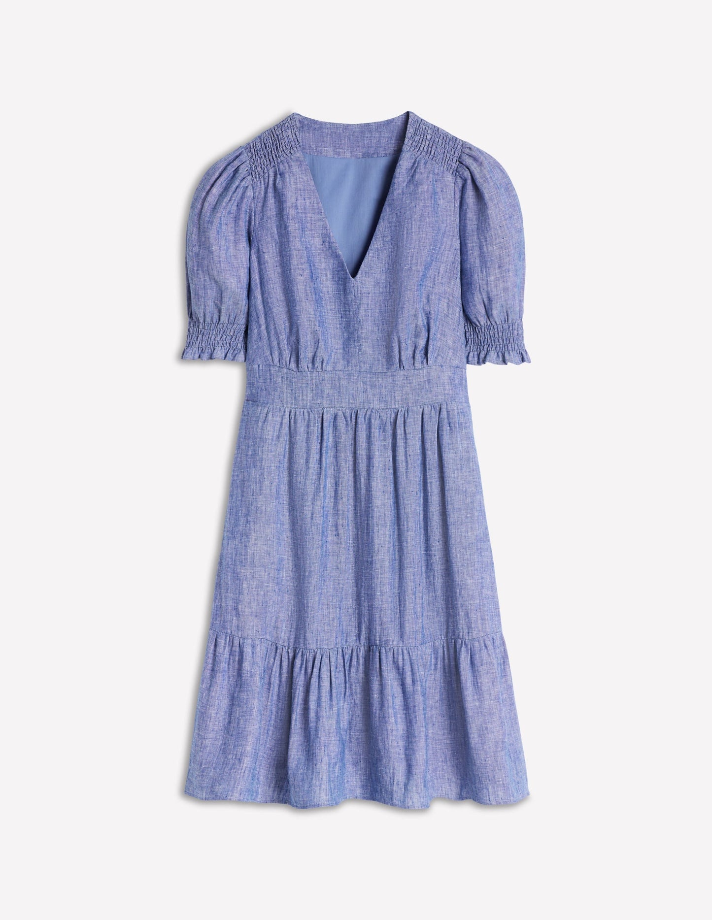 Anna Linen Short Dress-Authentic Blue Chambray