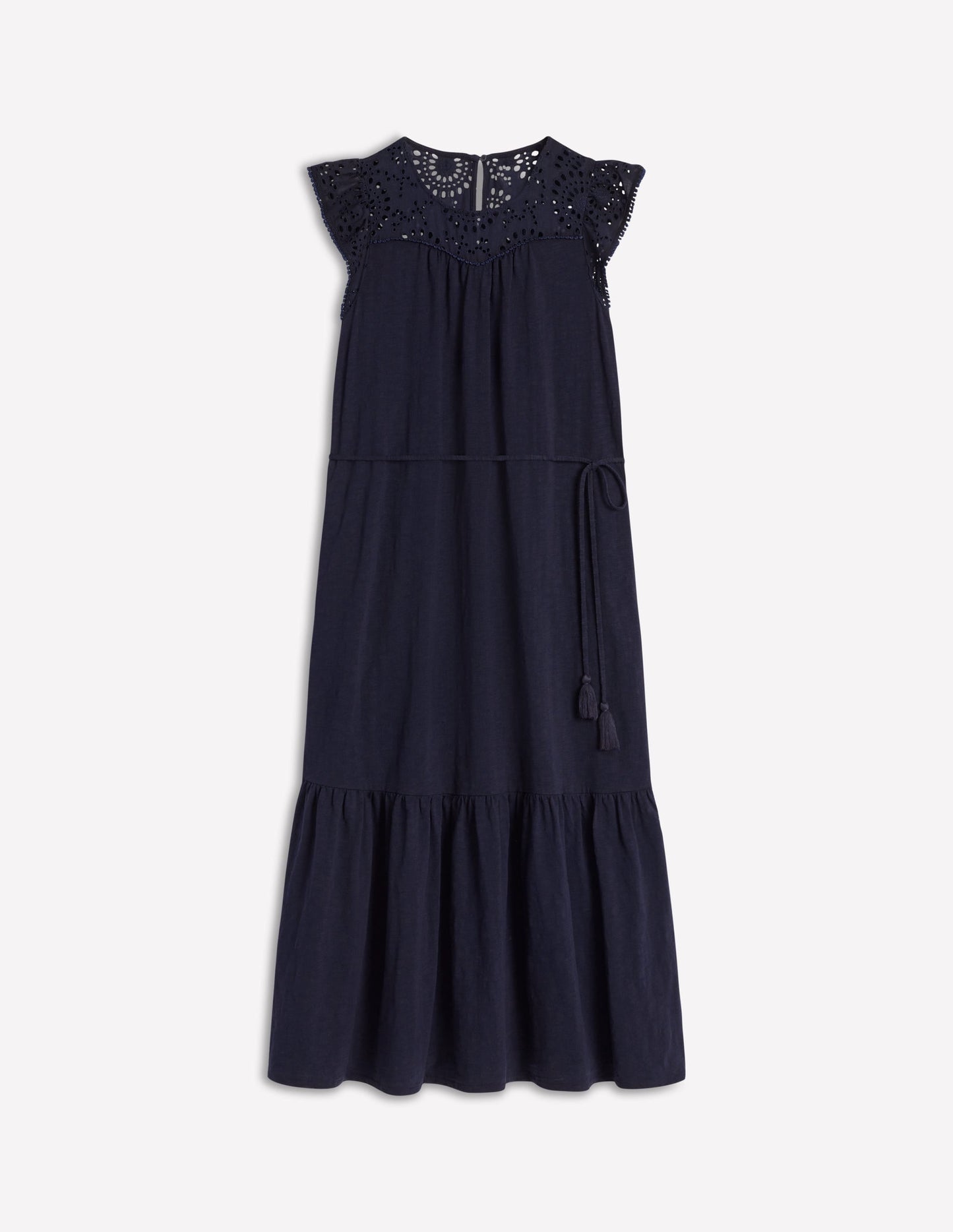 Juliet Broderie Midi Dress-Navy